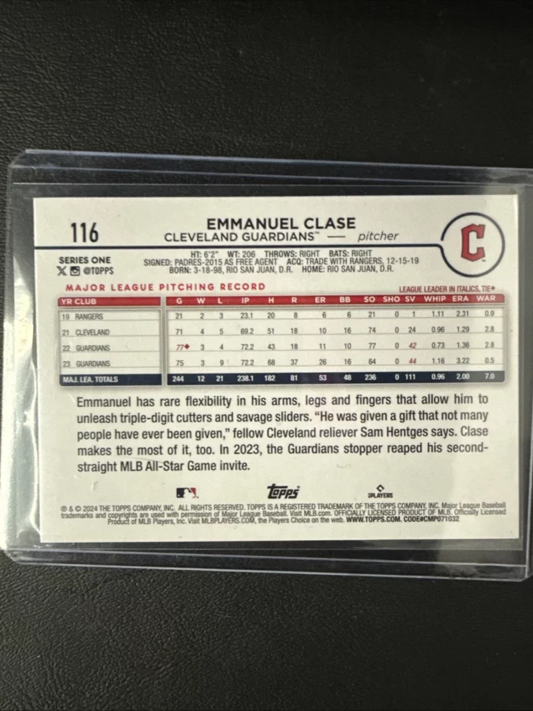 2024 Topps Series 1 Emmanuel Clase Team border variation