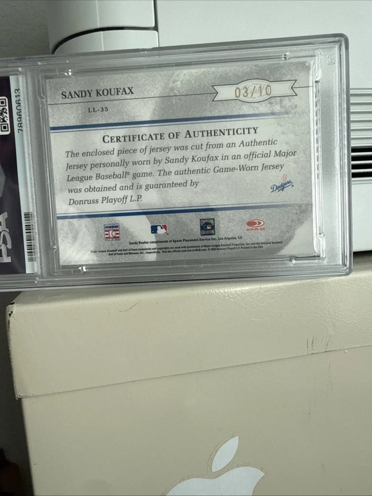 2005 Leaf Limited Sandy Koufax Autographed Game-Worn Jersey 3/10